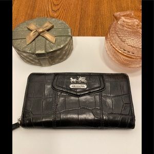 Coach Croc. Leather Accordion Wallet -Like New